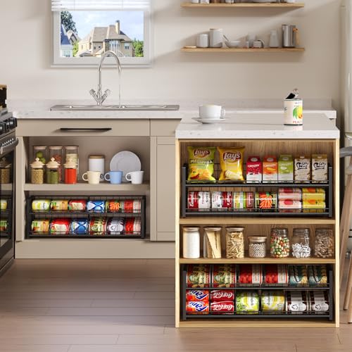 Sbanmao Extra-Long 2-Tier Stackable Can Organizer for Pantry, Sturdy Can Holder for Canned Soup Food Goods Storage up to 64 Cans, Black - style: Long(30'' W)-1 Pack