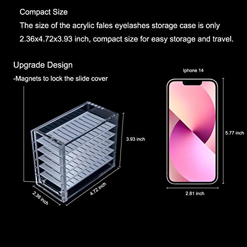Lash Organizers and Storage, Upgraded Design Lash Tray for Lash Extensions with magnet cover, Clear Small Acrylic 5-Layer Transparent Lash Tiles for Lash Extension - color: Clear-Upgrade