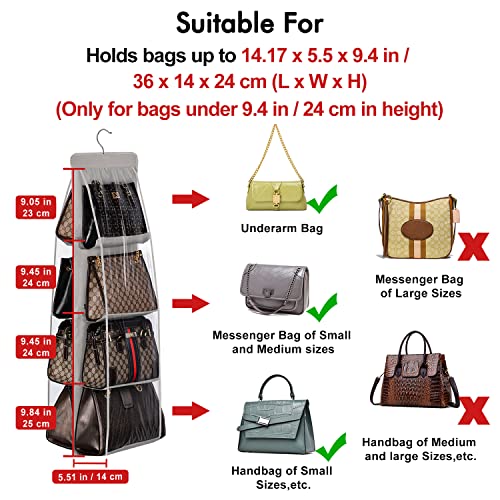 Lirex Handbag Hanging Organizer, 8 Pocket Purse Storage Hanger Oxford Cloth Closet for Family Closet Bedroom, Foldable and Universal Fit (Black) - color: Black