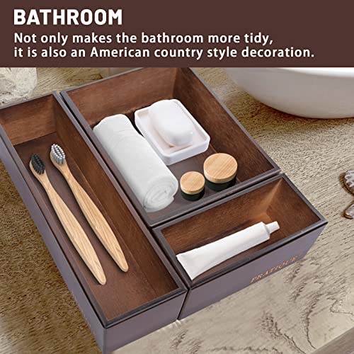 PRATIQUE Bamboo Drawer Organizer - Kitchen Utensil Organizer Silverware Tray Cutlery Holder，Office Desk Supplies and Accessories,5.9 * 3 * 2.6,Nut-brown - color: Nut-brown, size: 5.9*3*2.6 inch