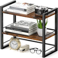 Office Desk Shelf Organizer, Wood Desktop Bookshelf Supplies Storage Rack, Shelf for Top of Desk and Dresser (Brown-2 Tier) - color: Brown