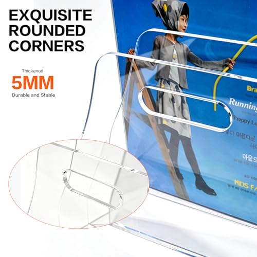 Acrylic Magazine File Holder, 4 Vertical Compartments Desk Document Sorter Organizer, Clear Bookend File Sorter Holder for Office, Documents, Tablets, Magazines, Books - size: B5 File Rack (4 slots)