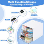 Desk Organizer with 5 Drawers, Rectangular Office Stationery Supplies Desktop Drawers, Plastic Makeup Storage, Suitable for Office, School, Home (White & 6 Drawers) - color: White & 6 Drawers