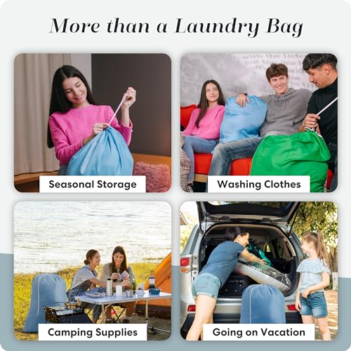 Nylon XL Laundry Bag - Locking Drawstring Closure, Machine Washable, These Large Bags Will Fit a Laundry Basket and Strong Enough to Carry up to Two Loads of Clothes (Light Blue | 22" x 32") - color: Light Blue, size: 22" x 32"