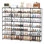 Large Shoe Rack Organizer, 4-Row 8-Tier Tall Shoe Storage Shelf for Closet, Entryway, Garage, Metal Free Standing Shoe Holder for 56-64 Pairs Shoes, Sturdy Stackable Shoe Stand for Bedroom - size: 4 Row 8 Tier