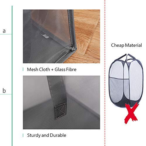 HONOMA Laundry Bags Hamper Bag with Handles,Portable & Collapsible Dirty Clothes Mesh Basket Foldable for Washing Storage, Kids Room,Dorm or Travel (Black,Double-Layer) - color: Black, size: Double-Layer