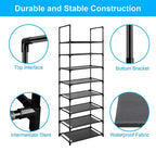 10 Tier Metal Shoe Rack for Entryway, Closet, Bedroom, Narrow Tall Shelf Organizer for Space Saving Storage, Hold 18-22 Pairs of Shoes, Easy Assembly - size: 10 Tier