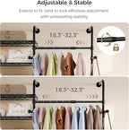Closet Organizers and Storage, 5-Row Heavy Duty Clothes Rack for Hanging Clothes, Wall Mounted Closet System with 4 Telescopic Rods, 3 Fixed Rods, 6 Hooks, 8 Shelves for Wardrobe, Bedroom, Small Space - style: 5-Row