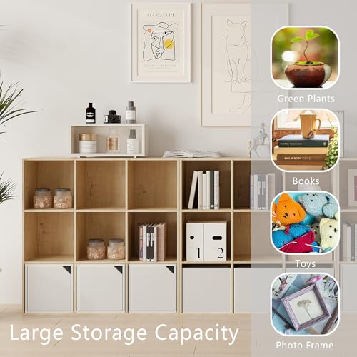 VDNEND Wooden 9-Cube Storage Organizer with Closed Back Panel, 11in Cube Shelf Opening, Bookshelf, Display Shelf,Closet Cabinet for Home and Office,White Oak - color: White Oak, size: 9-Cube 35.98L*11.81W*35.91H