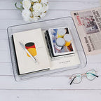 2 Pack Stackable Desk Letter Paper Tray, A4 Clear Plastic Desk File Organizer Letter Tray, Desktop File Paper Organizer with Anti-Skid Design for Office Desktop