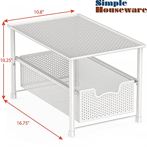 Simple Houseware Stackable Under Sink Cabinet Sliding Basket Organizer Drawer, White - color: White