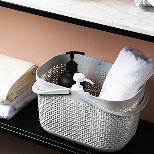 UUJOLY Portable Shower Caddy Basket Tote, Plastic Storage Basket with Handles Organizer Bins for Kitchen Bathroom College Dorm, Grey 2 Pack - color: Grey, size: 2 Pack