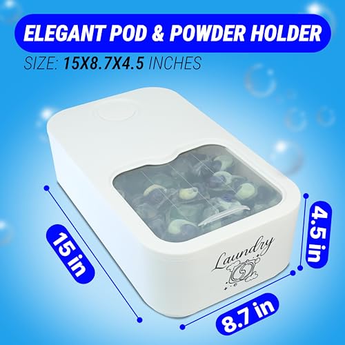 Skywin Laundry Pod Container with Slide Lid, 15 x 8.7 x 4.5 In, Holds 11 Pounds OR 120-150 Pods, White with Print - color: White with Print, size: 1 Pack