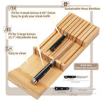 Utoplike Knife Drawer Organizer Bamboo Knives Block for Kitchen, Large Handle Steak Holder, Fit for 9 Knives (Not Included) - size: 9 Holder