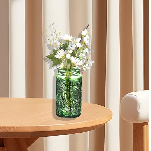 Vintage Glass Storage Jar with Solid Wood Lid - Sunflower Design Kitchen Canister for Coffee, Candy, Laundry Detergent - Cute Food Storage Jar (Green, 34 Ounces) - color: Green, size: 34 Ounces