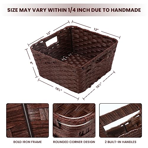 Onlytak Wicker Storage Baskets, Baskets for Shelves, Toilet Paper, Woven Storage Baskets for Organizing, Brown, 12" x 12" x 6", 2-Pack - color: Brown, size: 12" x 12" x 6"