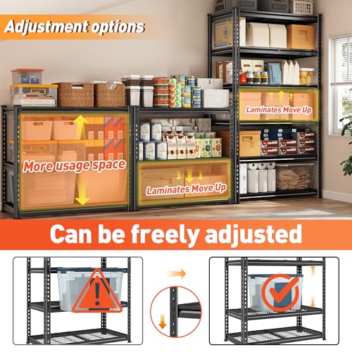 REIBII 40" W Metal Storage Shelves, 5 Tier Steel Garage Shelves, 72" H Adjustable Industrial Shelving Unit and Storage Shelf for Kitchen, Office, Basement, Pantry, Closet, Shed, 2750LBS - size: 40"Wx16"D x 72"H