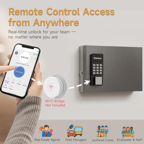 24-Key Key Lock Box Wall Mount – Smart Key Cabinet with App, Keypad, Bluetooth & WiFi Unlock (Sold Separately), Key Organizer for Home, Access Log Tracking Key Management for Small Office - size: 24 Key(Smart)