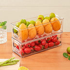 mDesign Plastic Long Stackable Storage Organizer Container, Organization Bin w/Handles for Kitchen, Pantry, Fridge, Freezer, Cabinet, Perfect to Hold Breast Milk - Ligne Collection - 4 Pack, Clear