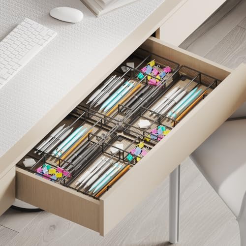Desk Drawer Organizer Tray, Office Drawer Organizer, Workspace Organizers, Suitable for Tools, Pencils, Office Supplies Storage (Black) - color: Black