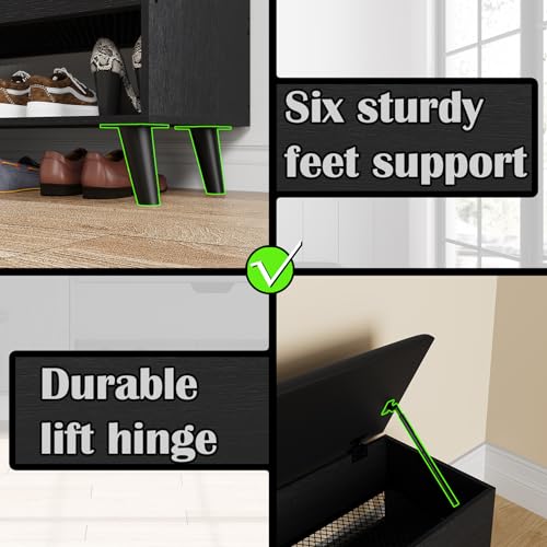 ZOPEND 50" Entryway Shoe Bench with Hidden Storage,Shoe Organizer Storage Bench with Shelf and Cabinet Entryway Bench for Bedroom Living Room and Hallway