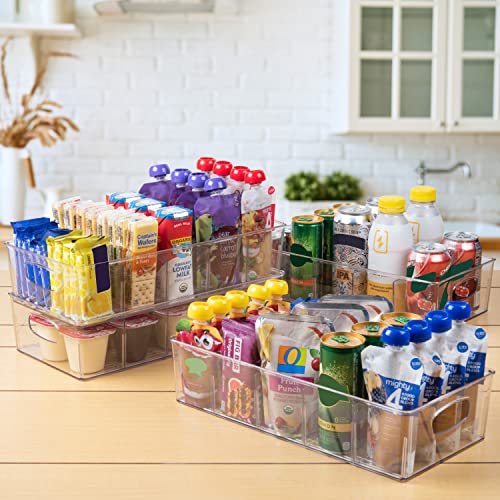 ClearSpace Plastic Pantry Organization and Storage Bins with Removable Dividers – XL Perfect Kitchen / Refrigerator/ Cabinet Organizers, 2 Pack - size: 15"L x 7.5"W x 3.5"H