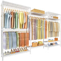 Ulif E13 Max Heavy Duty Clothes Rack（With 4 Hanger Rods & 8 Shelves） Freestanding Clothing Racks for Hanging Clothes，Adjustable Closet，Metal Garment Rack 86" W x16 D x77 H，Max Load 1100LBS，White - color: White, size: E13 Max