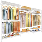 Ulif E13 Max Heavy Duty Clothes Rack（With 4 Hanger Rods & 8 Shelves） Freestanding Clothing Racks for Hanging Clothes，Adjustable Closet，Metal Garment Rack 86" W x16 D x77 H，Max Load 1100LBS，White - color: White, size: E13 Max