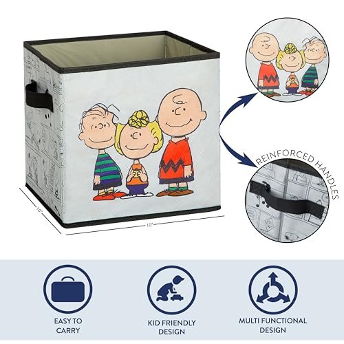 Idea Nuova Storage Cubes for Kids,2 Pack Collapsible Fabric Bins with Handles, Organizer Boxes with Handles for Bedroom, Playroom & Nursery,Peanuts - color: Peanuts