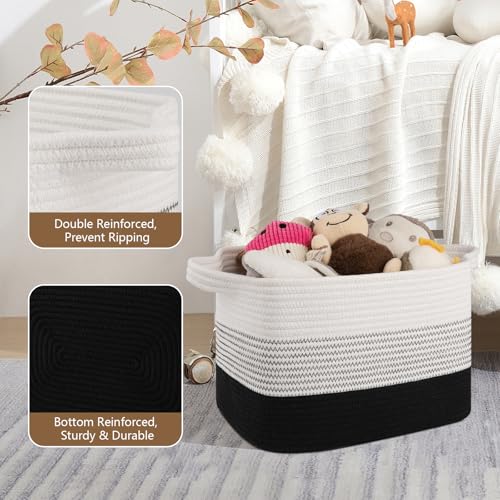 OIASKET Storage Basket for Organizing, Woven Baskets for Storage, Rectangle Decorative Baskets for Shleves, Closet, Toys, Books, Nursery Organizer Bins - Pack of 3 (Gradient Black, 13"x9.85"x8.7") - color: Gradient Black, size: 13"x9.85"x8.7"