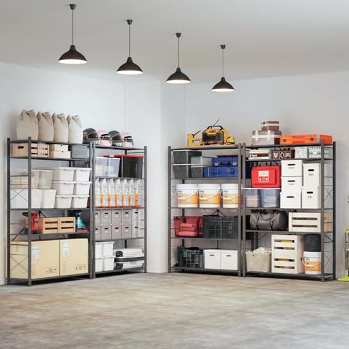 ALANNG 40" W Folding Storage Shelves with Wheels, Adjustable Metal Shelving Unit, Standing Shelf Organizer for Closet Kitchen Garage Laundry Pantry (Grey,1 Pack) - color: Grey