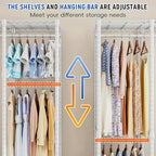 Raybee 88.2" W Clothes Rack Heavy Duty Clothing Racks for Hanging Clothes Extra Wide Portable Closet Loads 1200LBS Freestanding Garment Rack for Bedroom 88.2" W x 75.6" H x 15.7" D, White - color: White, style: NO COVER