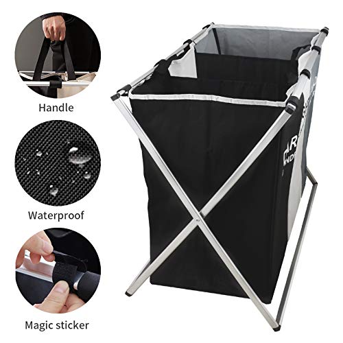 Nicesail 3 Section Laundry Basket Printed Dark Light Color, Foldable Hamper/Sorter with Waterproof Oxford Bags and Aluminum Frame, Washing Clothes Storage for Home, Dormitary Multicolored - size: 3 sections