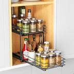 RCHYFEED Spice Rack, 2 Tier Pull out Cabinet Spice Organizer, Height Adjustable Slides out Ultra-smooth Racks for Spice Organization, Seasoning Organizer for Inside Cabinets(7.5" Wx10.5 Dx9.5 H) - size: 2 Tier-7.5''Wx10.5''Dx9.5''H