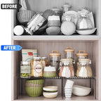 Expandable Storage Shelf, Pantry Organizers and Storage, Adjustable Rustproof Metal Wire Spice Rack, Space Saver Kitchen Storage Shelves for Pan, Pot, Countertop, Drawer, Fridge, Set of 2, Black - size: 2Pack-Black-13.5-23 x 10 inch