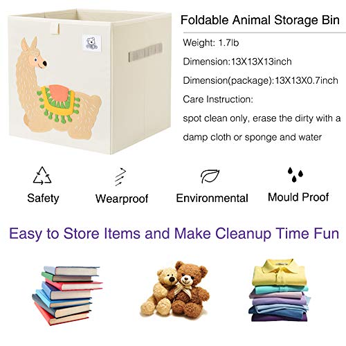 CLCROBD Foldable Animal Cube Storage Bins Fabric Toy Box/Chest/Organizer for Toddler/Kids Nursery, Playroom, 13 inch (Alpaca) - color: Alpaca