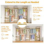 Higeego Large Clothes Rack, Clothing Rack for Hanging Clothes, Heavy Duty Garment Rack, Freestanding Wardrobe Closet with Extendable Hanger Rods, Width from 7.8 to 10.8 ft, H11 Gold - color: Gold, style: 5 Row