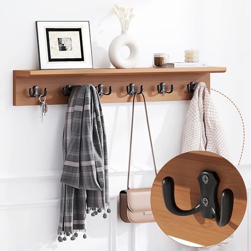 PETKABOO 39.4" Shoe Bench with Coat Rack Hidden Drawer and Side Holder, 2 Tier Entryway Bench with Storage, Bamboo Shoe Rack with Cushion for Entryway Hallway Living Room Bedroom - size: 39.4 in with Hook