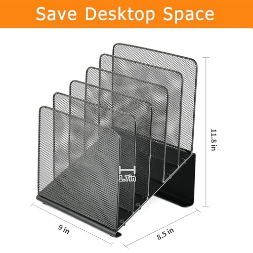 LEKETREE File Organizer for Desk, File Folder Organizer with 5-Section Vertical Rack, Suitable for Home Office Document Organization and Storage(Black 2-Pack) - color: Black-2pack