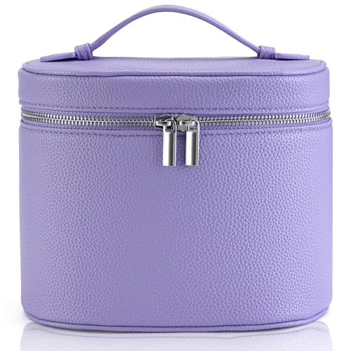 Makeup Bag Vanity Case Cosmetic Bag with Removable Divider Travel Toiletry Bag for Women Portable Make up Box Organizer, Purple - color: Purple