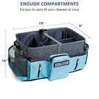 Large Cleaning Supplies Organizer-Cleaning Caddy Organizer With Handles & Shoulder Strap-Cleaning Bags for Cleaning Suppliers-Housekeepers Wearable Cleaning Tote Upgraded - color: Grey-Blue