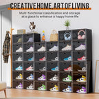 KEFA XL Shoe Storage Box Organizer, 8 Pack Shoe Boxes Clear Plastic Stackable, Sneaker Display Case Container Fit for US 13 (Side 8 PACK BLACK) - color: 8 PACK BLACK