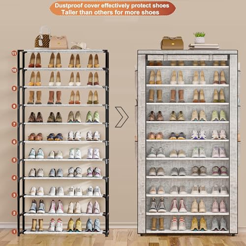 OYREL Shoe Rack 10Tier Large Capacity 50-56Pairs Beautiful Tall Shoe Shelf Free Standing Storage Cabinet Entryway Closet - size: 10Tier Multi