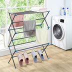APEXCHASER Clothes Drying Rack, Foldable 2-Level Drying Rack Clothing, Stainless Steel Free-Standing Laundry Airer, with Height-Adjustable 4 Wings, Matte Black - color: Graphite, size: Small