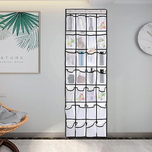 Pocket Shoe Organizer,28 Pocket Door Shoe Organizer Hanging Shoe Organizer Shoe Rack for Closet Pantry Shoe Holder for Men Sneakers, Women High Heeled Shoes, flip flops(White,size:68.5x20.88inch)
