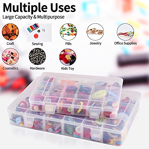 Exptolii 18 Grids Plastic Organizer Box with Dividers, Clear Compartment Container Storage for Beads Crafts Jewelry Fishing Tackles, Size 7.9 x 6.2 x 1.2 in - size: 1x 18 Grids