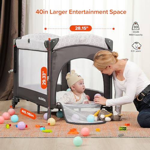 ELEMARA 4 in 1 Baby Bassinet Bedside Crib with Diaper Changer, Mattress, 1-Second Set up Bedside Bassinet with 3 Adjustable Height, Portable Crib with Storage/Toy Bar/Zip Door - style: 4 in 1 Baby Bassinet
