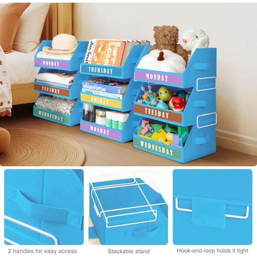 Homsorout Closet Organizers and Storage - 5 Tier Shelf Organizer with Weekly Labels, Stackable Storage Bins with Metal Frame, Foldable Cube Bins, Home Baskets for Kids and Adults, Blue - color: Blue