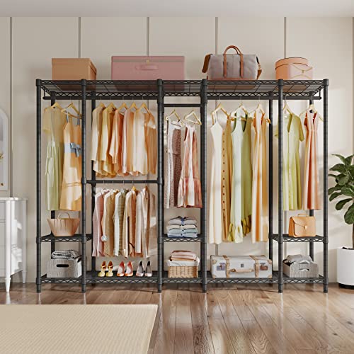 VIPEK V50 Heavy Duty Clothes Rack, Extra Large Freestanding Garment Rack with Adjustable Shelves, Open Closet Storage System for Bedroom, Reach-in/Walk-in Closet, 1300 lbs Capacity, Black - color: Black