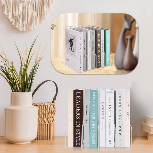 Clear Acrylic Magazine Rack, Vertical File Holder, Desk Organizer Storage Stand for Office, 4 Pack - color: Clear4